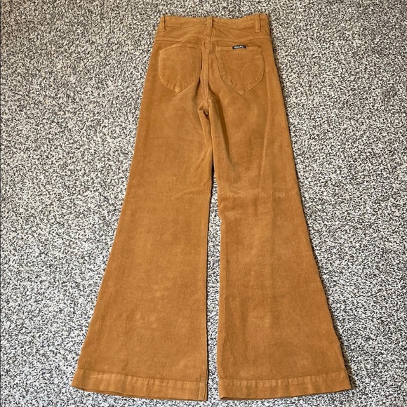 ROLLA'S Brown/Tan High Waist Flare Wide Leg Jeans Retro Chic - Picture 6 of 9